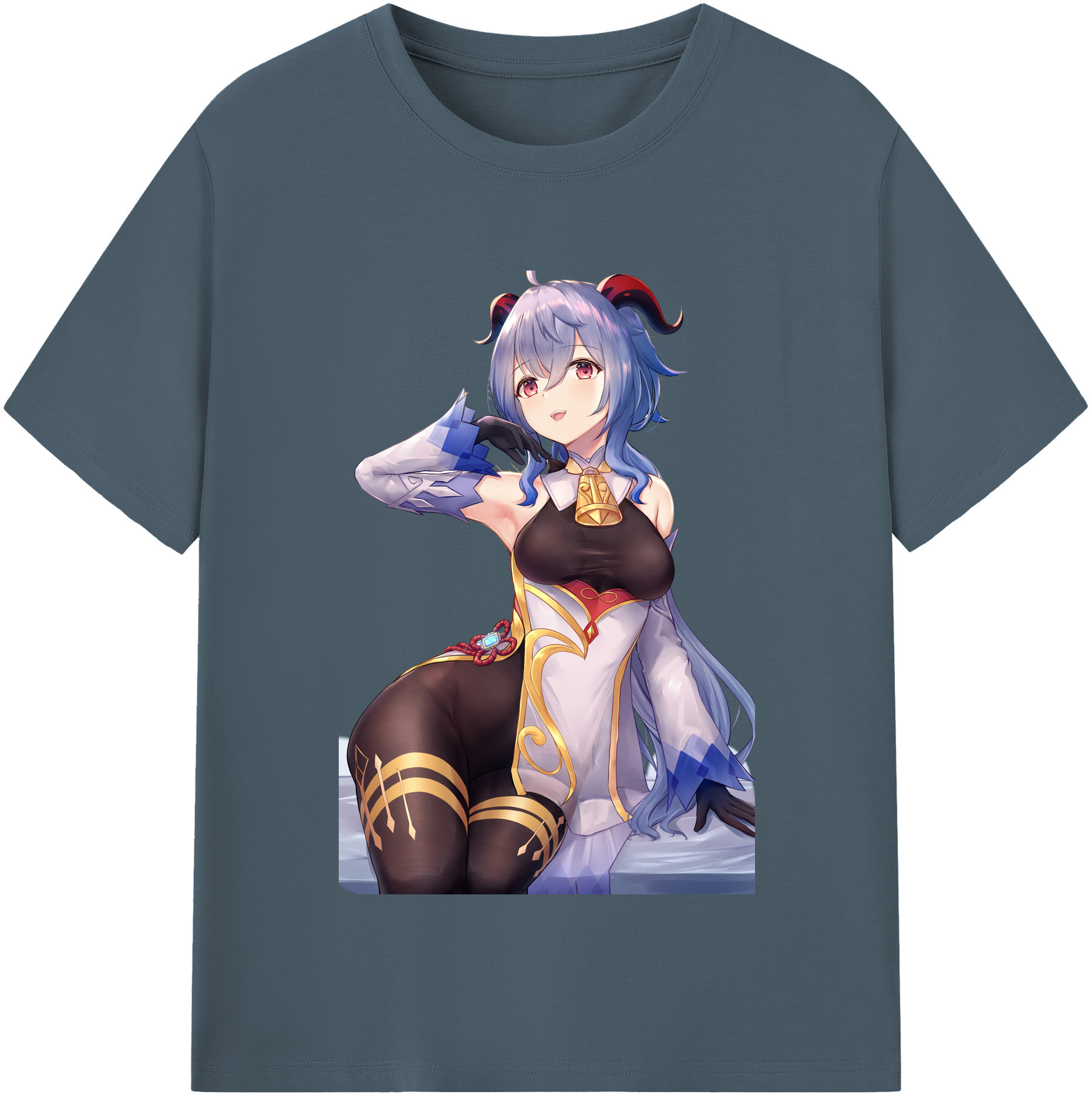 げんし神 甘雨 かんう genshin Ganyu 綿100％半袖Tシャツ（フロントプリント）
